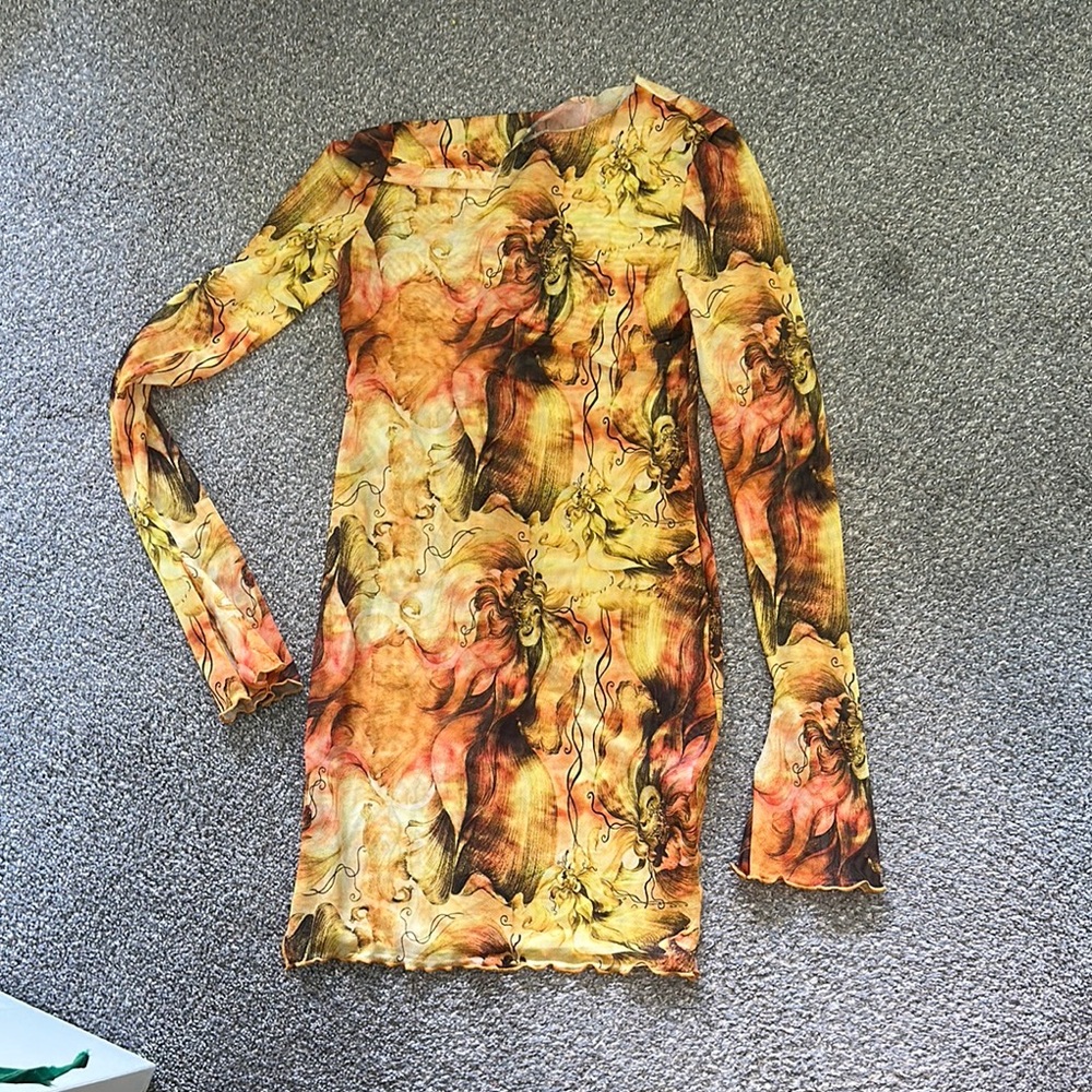 Elegant Multicolor Long Sleeve Dress